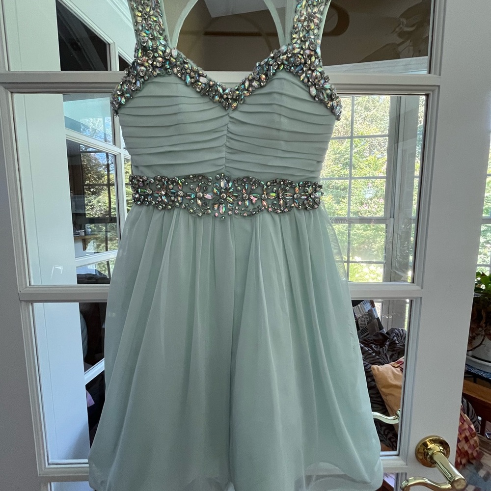 Pastel green mini formal dress worn once